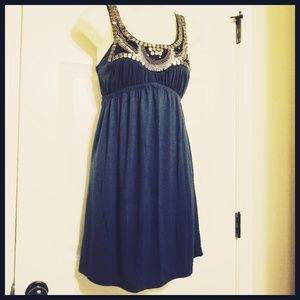 bailey blue Sleeveless dress w/ beaded accents